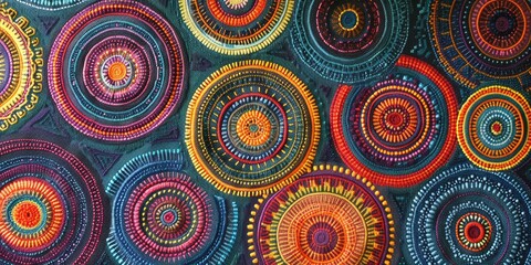 Fototapeta premium Multicolored Circular Embroidery Design.