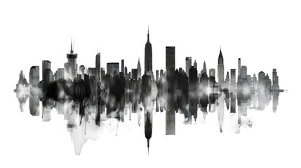 Obraz premium Silhouette of Chicago skyline on white background