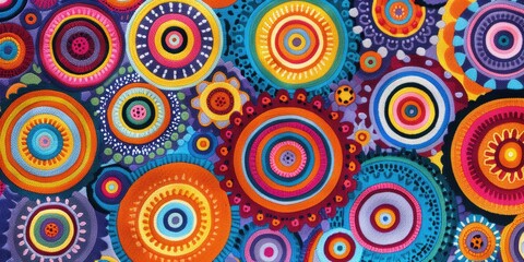 Naklejka premium Multicolored Circular Embroidery Design.