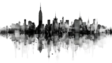 Silhouette of Chicago skyline on white background