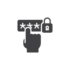 Hand entering a password code vector icon