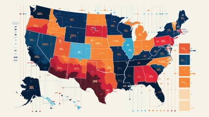 A political infographic analyzing election results, voter demographics, and electoral map projections.