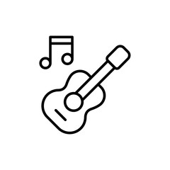 Acoustic guitar outline icons, minimalist vector illustration ,simple transparent graphic element .Isolated on white background