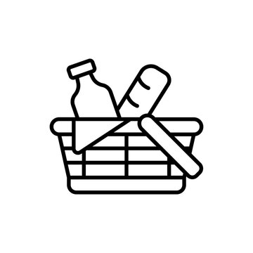 recommend clip art: Picnic basket outline icons, minimalist vector illustration ,simple transparent graphic element .Isolated on white background