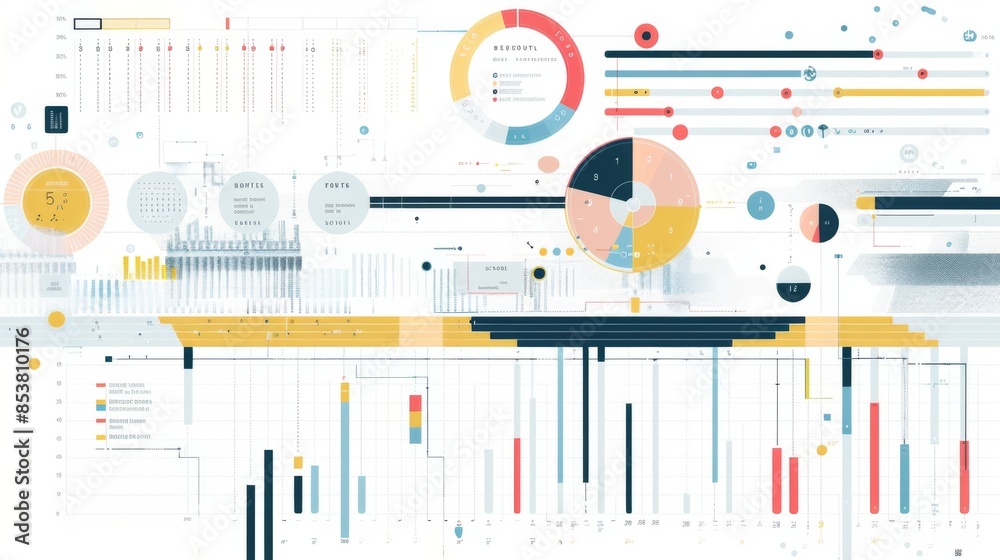 Poster A project management infographic tracking milestones and timelines with progress bars and completion percentages.