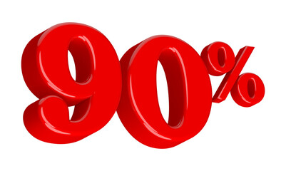 90 Percent Red Number 3D