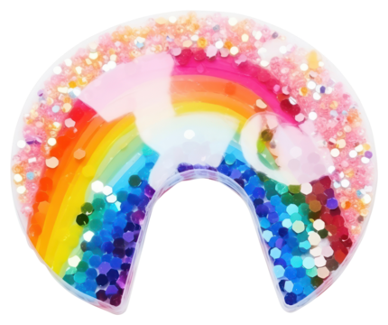 PNG Rainbow glitter shape white background.