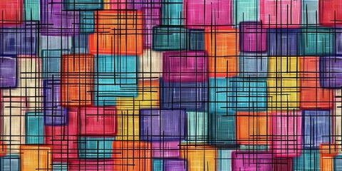 Fototapeta premium a image of a colorful abstract pattern with squares and lines