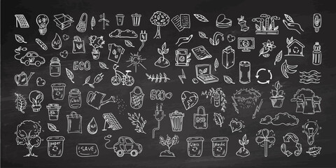 Simple sketch line style elements. Doodle cute ink pen line elements isolated on chalkboard  background. Doodle arrow, heart, star, decoration symbol, icon set. Vector illustration.