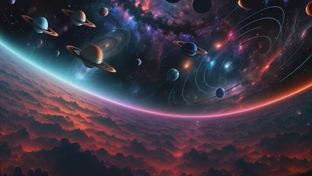 background with space intergalactic futuristic with planets
