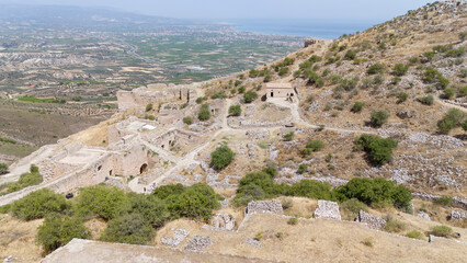 Acrocorinth fortress, Upper Corinth, the acropolis of ancient Corinth Peloponnese, Greece