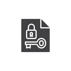 Document with a key and lock vector icon