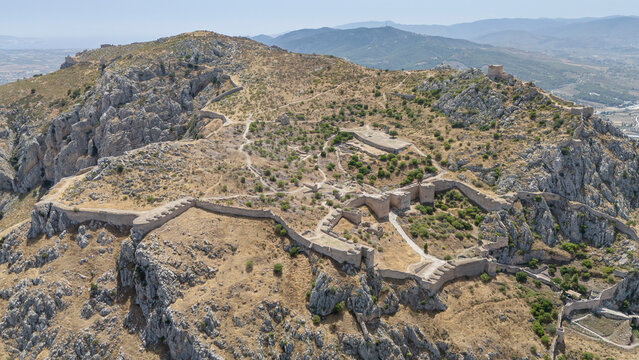 Acrocorinth fortress, Upper Corinth, the acropolis of ancient Corinth Peloponnese, Greece