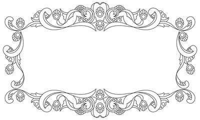 Decorative frame Elegant element for design. Floral black and white border. Lace illustration for invitations and greeting cards. - Vector.