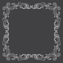 Decorative frame Elegant element for design. Floral black and white border. Lace illustration for invitations and greeting cards. - Vector.