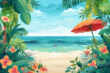 Summer Background illustration created with Generative AI