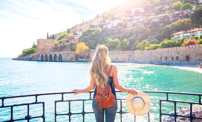 Naklejka premium Road trip, travel destination, tour tourism in Turkey- Alanya city near Antalya