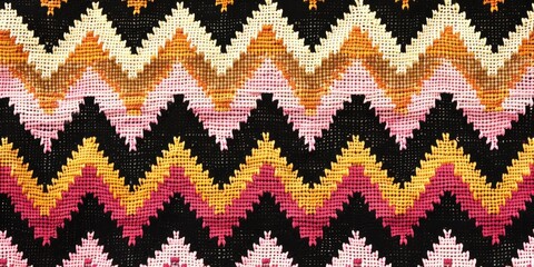 a image of a colorful afghan knitted with a pattern of leaves