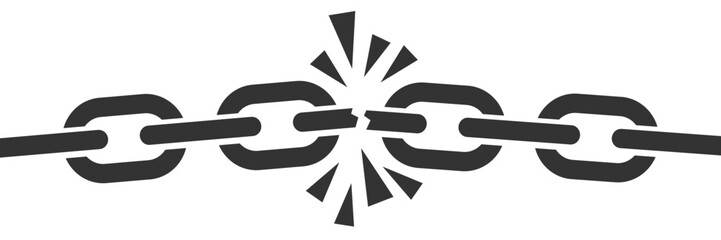 Broken chains. Broken chain link icon set. Lost connection. Vector illustration.