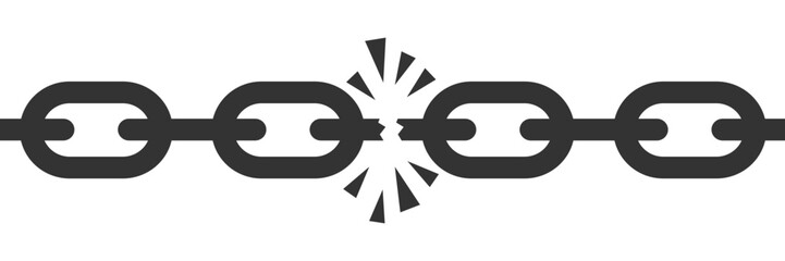 Broken chains. Broken chain link icon set. Lost connection. Vector illustration.