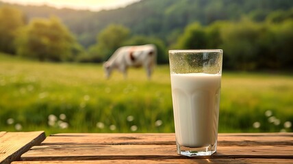 A cup of milk. selective focus. Generative AI,