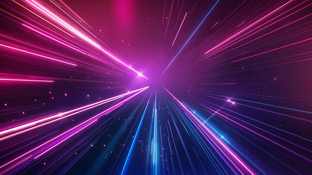 The neon lines and rays background, Illustration