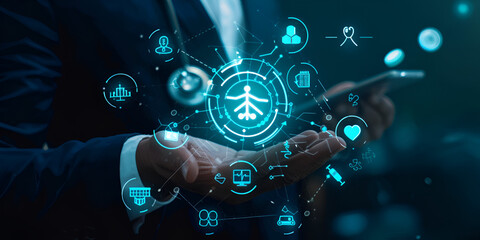 Fototapeta premium Harnessing Cutting-Edge Digital Interfaces to Revolutionize Healthcare Delivery and Enhance Business Efficiency