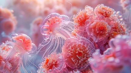 film still, cinematic, editorial photo of ultra-realistic, cinematographic photo of a fluorescent bubble plastic mammoth-flower-worm.