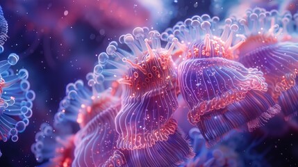 film still, cinematic, editorial photo of ultra-realistic, cinematographic photo of a fluorescent bubble plastic mammoth-flower-worm.