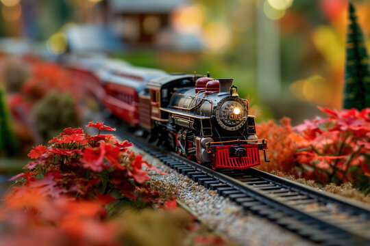 close up of model train