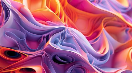 Obraz premium Vibrant abstract folds with purple, pink and orange tones.