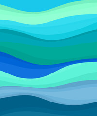 Abstract vector background with waves, lines and smooth transitions of blue, emerald and white colors.