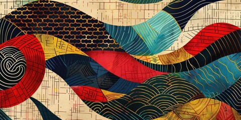 Colorful Digital Pattern with Geometric Elements