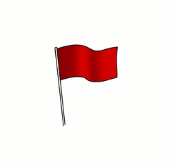 red flag ilustration on white background 