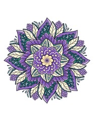 Colored mandala clipart isolated on plain background