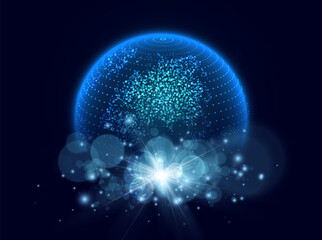 Technology image of globe. Global network graphic concept.