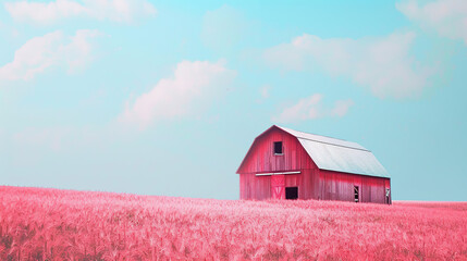 Obraz premium Red Barn in a picturesque countryside setting on isolate