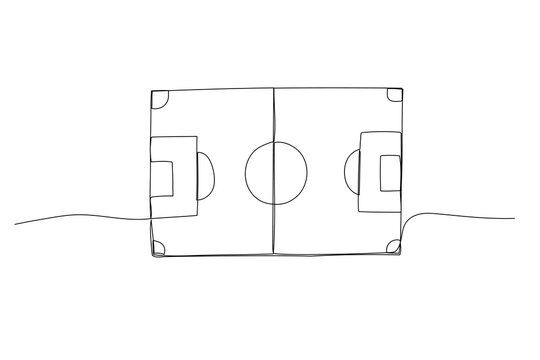 recommend clip art: One line doodle soccer field, Vector line sketch football stadium