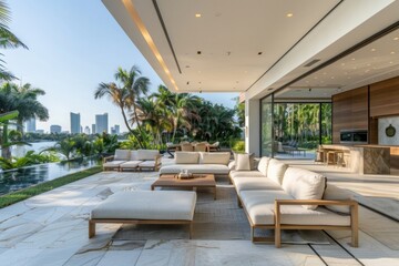 The luxury of the modern patio is evident in its high-end furniture, which offers unmatched comfort for ultimate relaxation