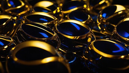 Photo abstract background with dark blue and gold particles
