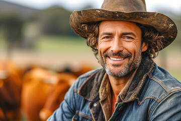 Obraz premium Portrait of a handsome smiling farmer