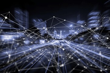 Modern city wireless communication concept.