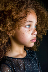 Fototapeta premium Curly girl with freckles