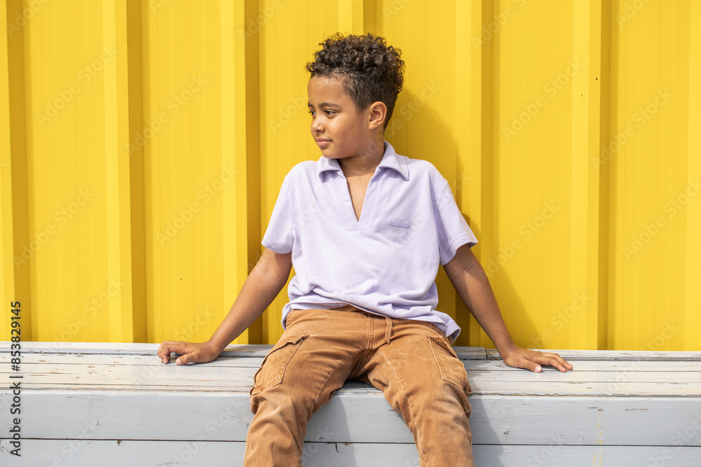 Wall mural Close up portrait of a young beautiful african boy