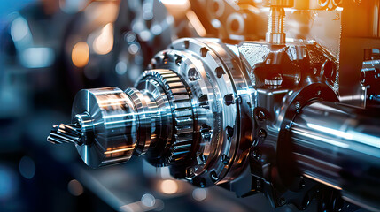 Detailed portrayal: CNC milling machine cutting metal accurate machining process bright .