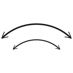 Dual sided black arrow vector, icon, silhouette design. Semicircular curved thin, long double ended black arrow vector design for website, app and logo design .isolated on white background. Vector .