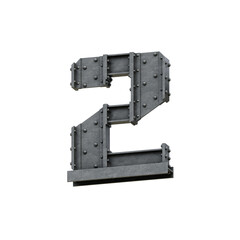 Vintage Steel Construction 3D Alphabet PNG Letters	
