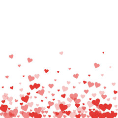 Red hearts scattered on white background.