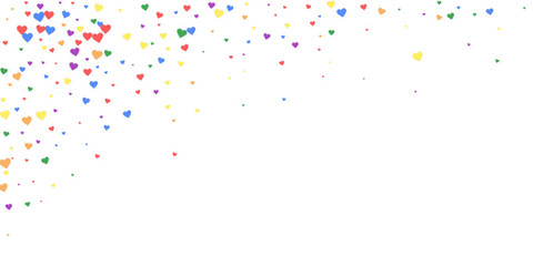 Rainbow colored scattered hearts. LGBT valentine