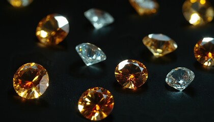 Colourful diamond on black background